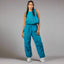 Blue Women's Parachute Set for Summer Occasions: Shirt and Pants