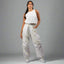 White Women's Parachute Set for Summer Occasions: Shirt and Pants