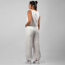White Women's Parachute Set for Summer Occasions: Shirt and Pants