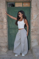 Women's balloon-fit wide-leg pants, back view — DWEGO