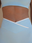 Baby blue crisscross-back bra and leggings set — DWEGO
