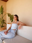 Women's Flowy Wide-Leg Active Pants with Open-Back Top Set