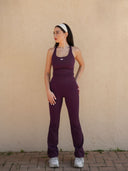 Women's Racerback Sports Top with Flared Leggings