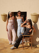 Women's Flowy Wide-Leg Active Pants with Open-Back Top Set