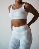 Gingham Print Activewear Set – Light Gray