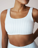 Gingham Print Activewear Set – Light Gray