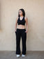 Women's Two-Tone Sports Bra with Wide-Leg Pants Set