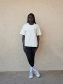 Textured crew-neck tee, detail view — DWEGO