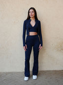 Women's Three-Piece Active Set with Flared Leggings