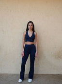 Women's Three-Piece Active Set with Flared Leggings