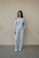 Women's Off-Shoulder Top with Wide-Leg Pants
