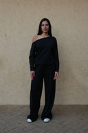 Women's Off-Shoulder Top with Wide-Leg Pants