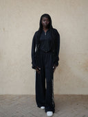 Women's Corset-Style Hooded Set with Wide-Leg Pants