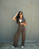 Women’s Wide-Leg Pants and Zip-Up Top Set