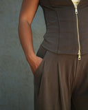 Women’s Wide-Leg Pants and Zip-Up Top Set