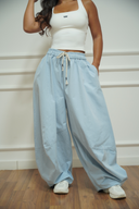 Women's balloon-fit wide-leg pants, colour option — DWEGO
