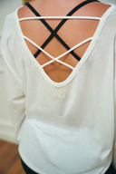 Women's sheer open-back top, colour option — DWEGO