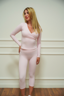 Women's wrap-front capri two-piece set, colour option — DWEGO