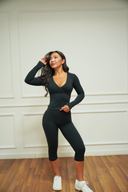 Women's wrap-front capri two-piece set, back view — DWEGO