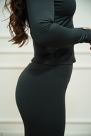 Women's wrap-front capri two-piece set, side view — DWEGO