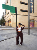 Women's Casual Hooded Jacket and Wide-Leg Pants