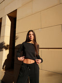 Women's Off-Shoulder Top with Wide-Leg Pants