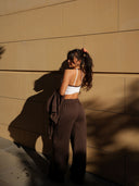 Women's Casual Hooded Jacket and Wide-Leg Pants