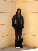 Women's Corset-Style Hooded Set with Wide-Leg Pants
