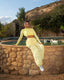 Women's Yellow Open-Back Tie Crop Top