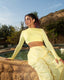 Women's Yellow Open-Back Tie Crop Top