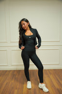 Ribbed fitted top and zip jacket detail — DWEGO