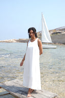 Women's Linen Dress with Open Back