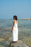 Women's Linen Dress with Open Back