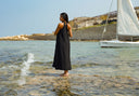 Women's Linen Dress with Open Back