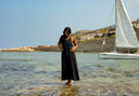 Women's Linen Dress with Open Back