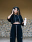 Three-Piece Set: Cropped Hoodie + Top + Pants