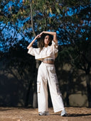 Three-Piece Set: Cropped Hoodie + Top + Pants